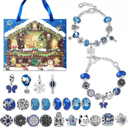 Blue Snowflake Christmas Advent Calendar Bracelet Set 2025