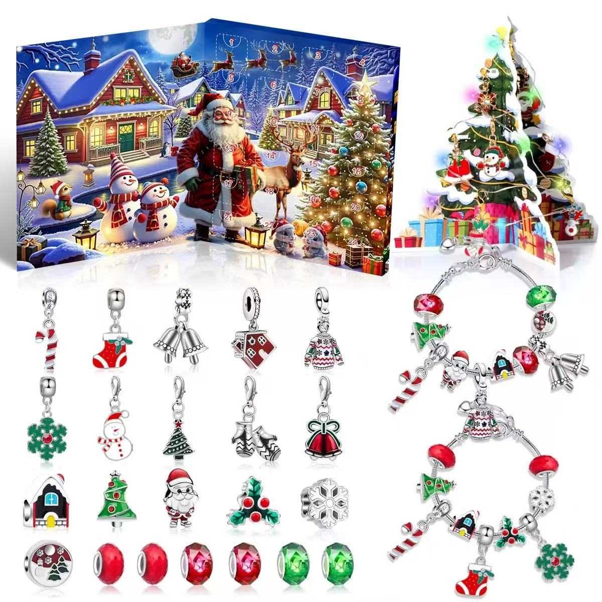 Blue Snowflake Christmas Advent Calendar Bracelet Set 2025