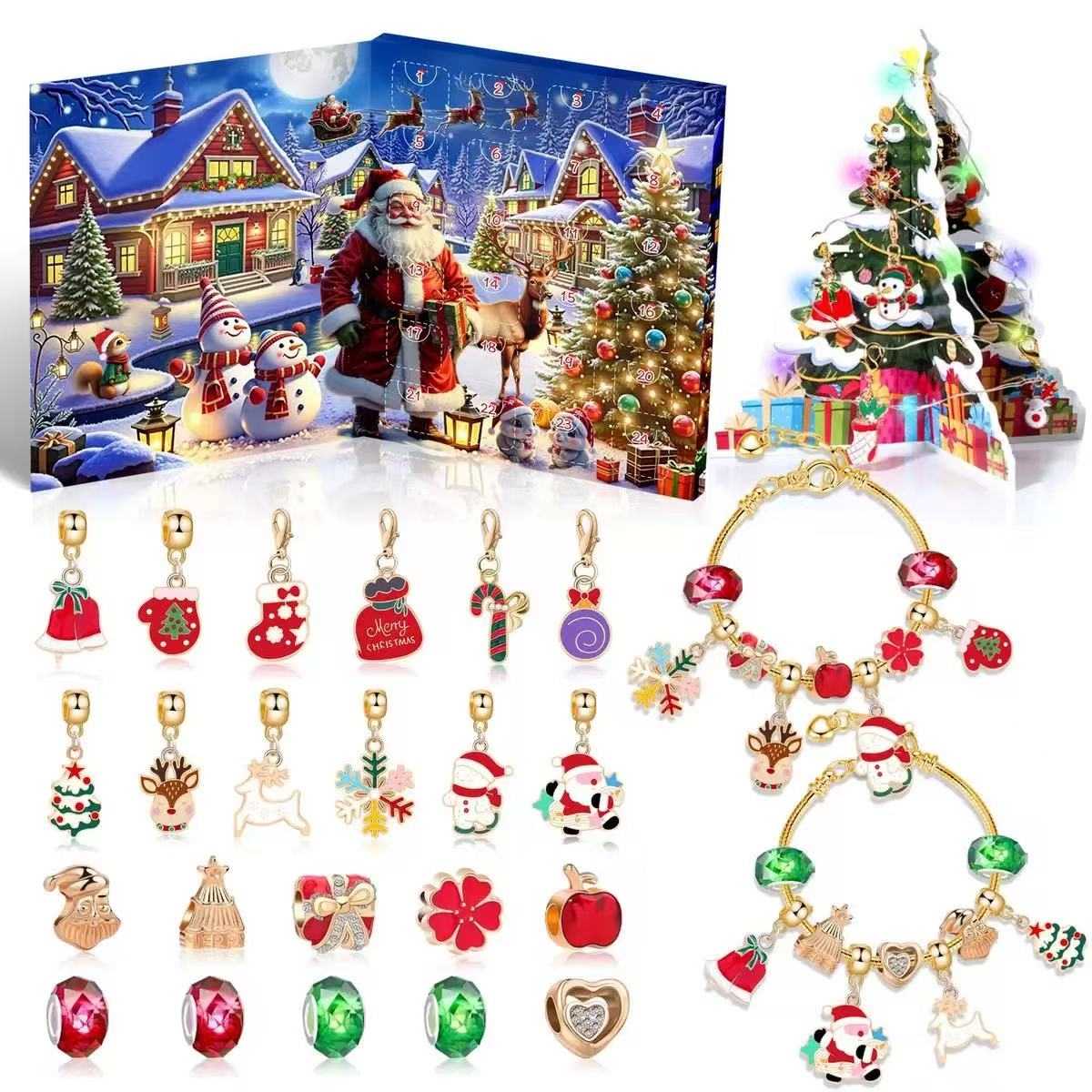 Blue Snowflake Christmas Advent Calendar Bracelet Set 2025