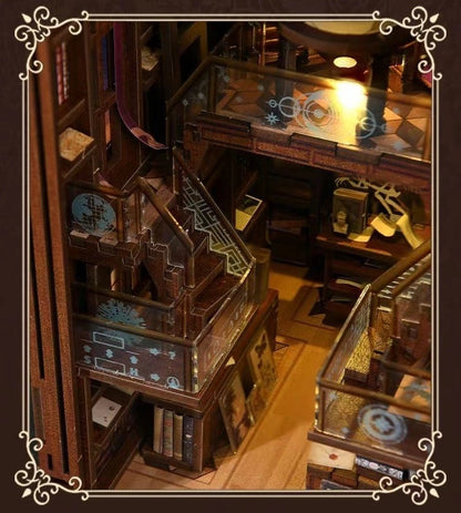 Beyond Library DIY Book Nook Kit, A charming miniature 3d wooden puzzles inspired by private library, perfect for bookshelf decor, and dollhouse collectors, or a gift for a fellow art and literature lovers. scene 3
