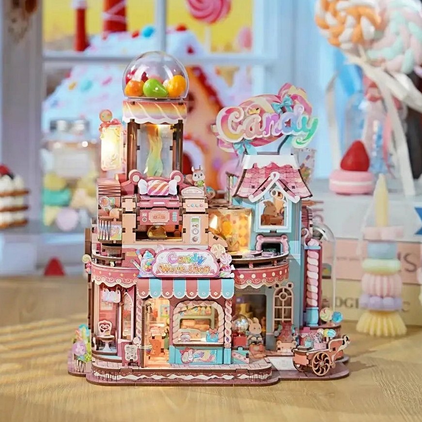 Candy Workshop DIY Miniature House Kit | 3D Motion Model Puzzle
