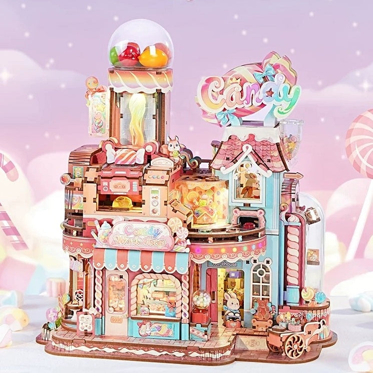 Candy Workshop DIY Miniature House Kit | 3D Motion Model Puzzle