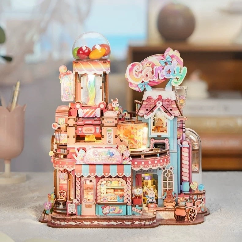 Candy Workshop DIY Miniature House Kit | 3D Motion Model Puzzle