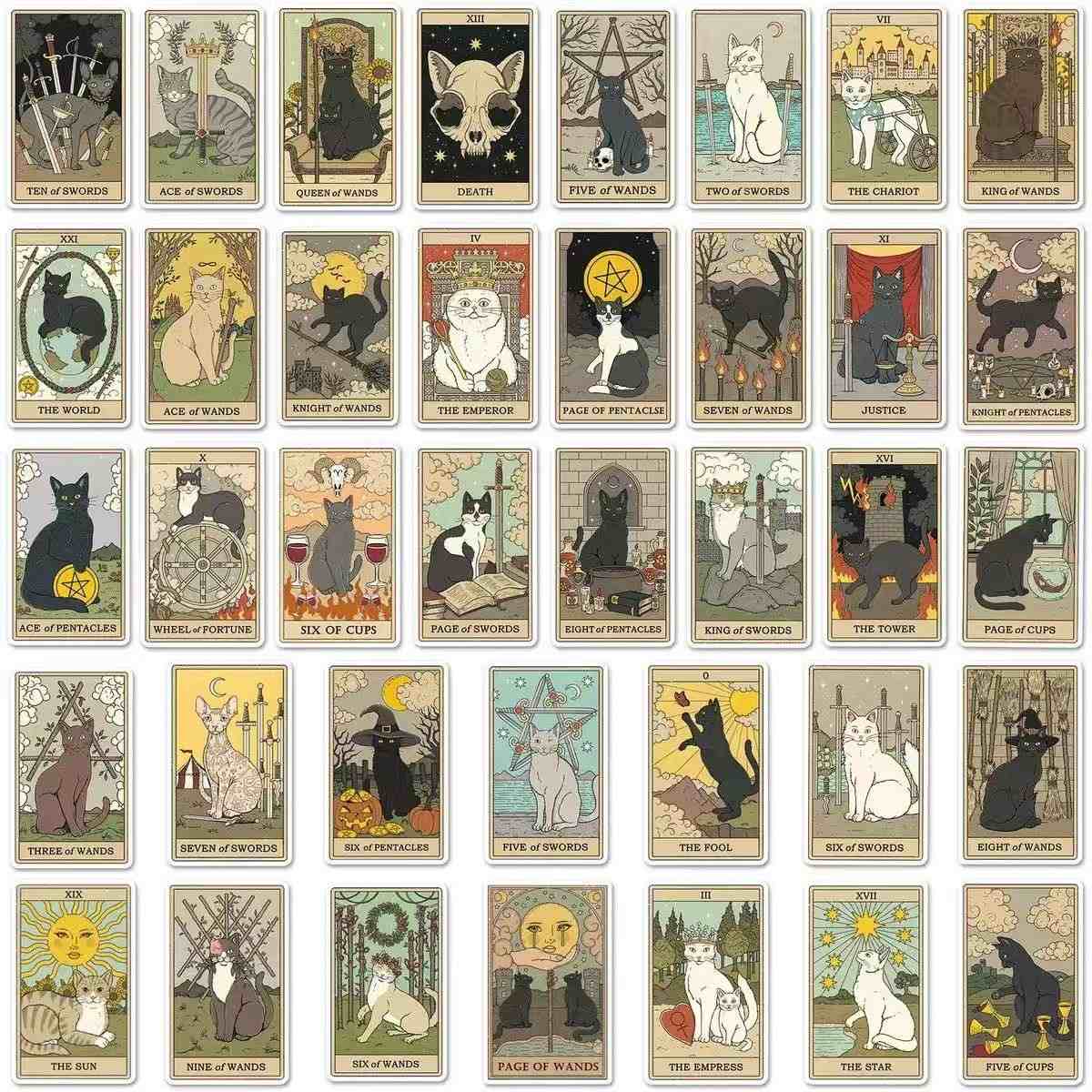 78 PCS Cat Tarot Card Sticker Set