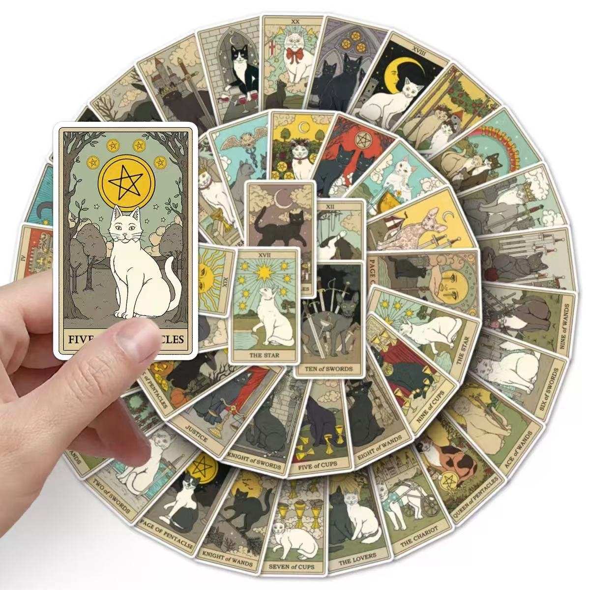 78 PCS Cat Tarot Card Sticker Set