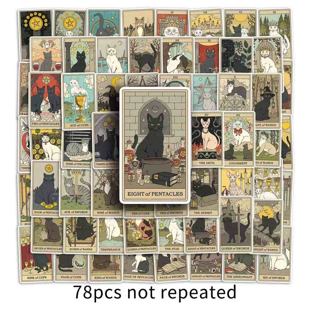 78 PCS Cat Tarot Card Sticker Set
