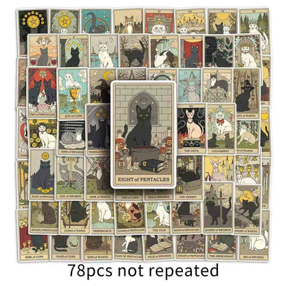 78 PCS Cat Tarot Card Sticker Set