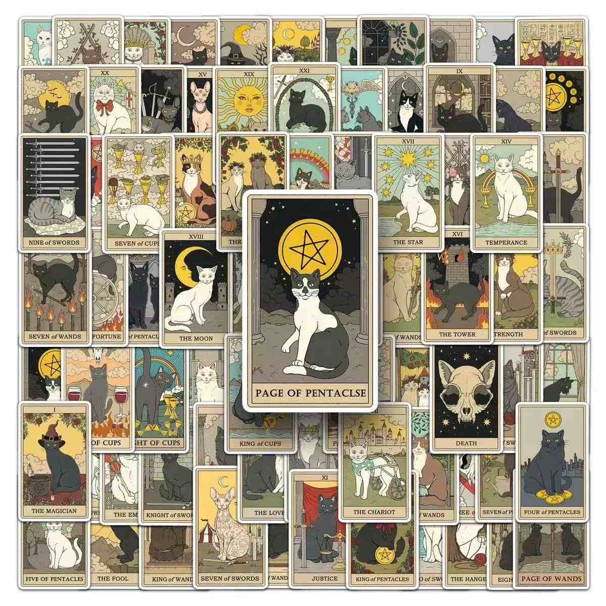 78 PCS Cat Tarot Card Sticker Set