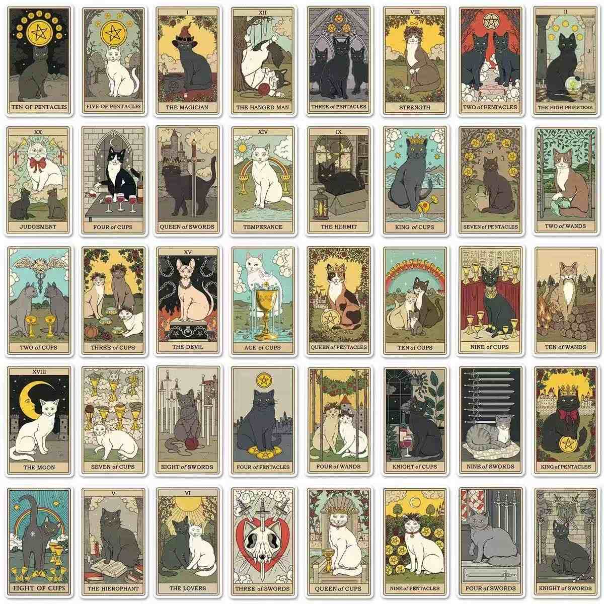 78 PCS Cat Tarot Card Sticker Set