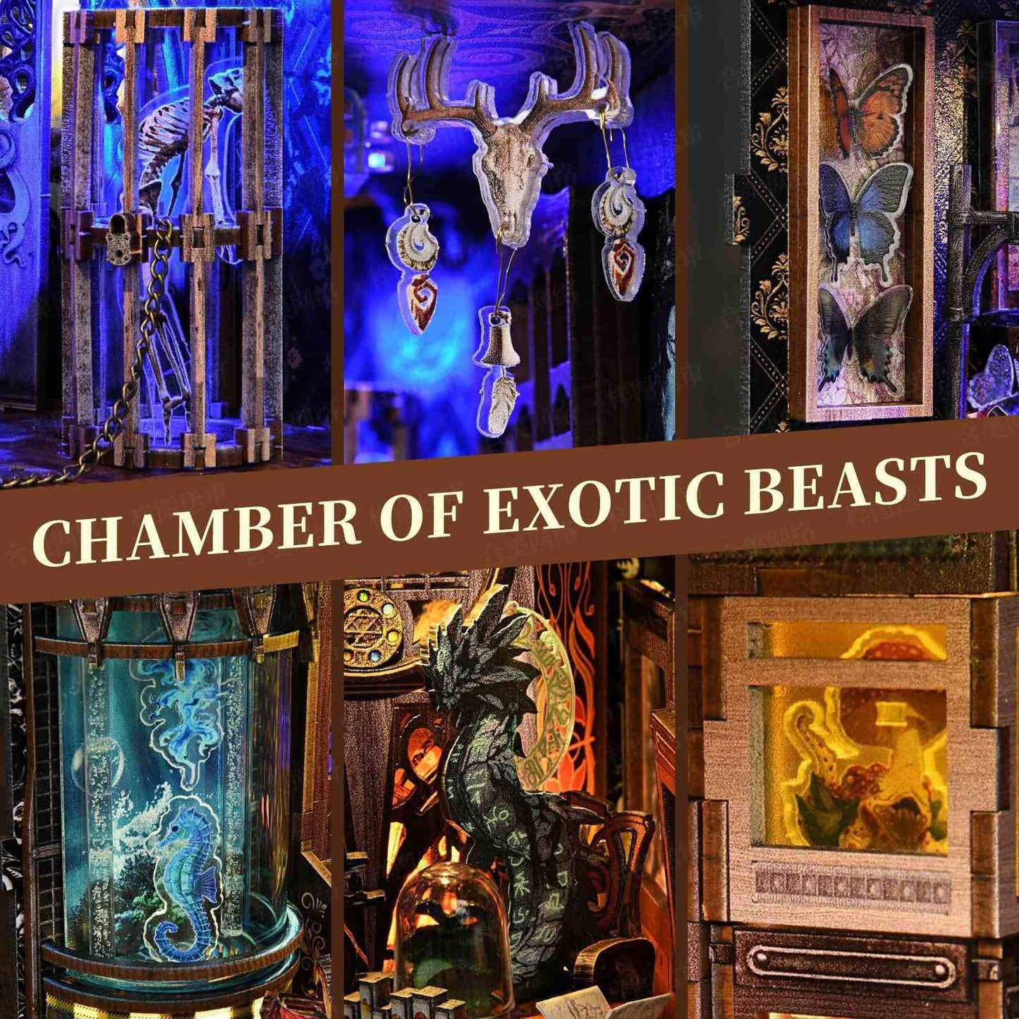Chamber of Exotic Beasts DIY Book Nook Shelf Insert