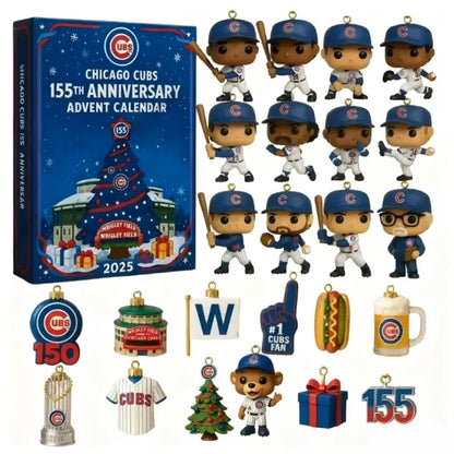Chicago Cubs 155th Anniversary Advent Calendar with figurines and ornaments