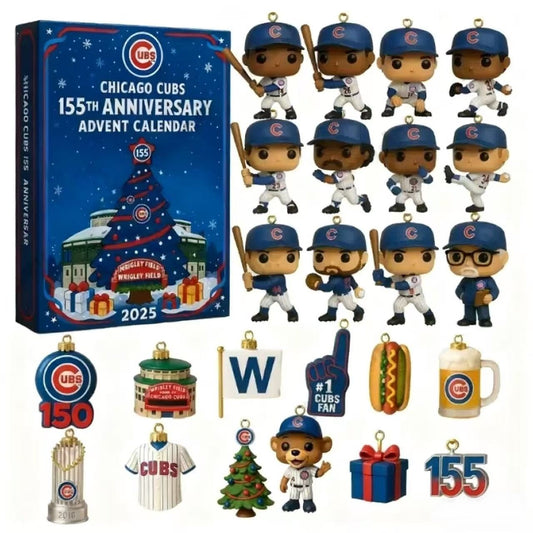 Chicago Cubs 155th Anniversary Advent Calendar with figurines and ornaments