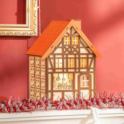 Wooden Christmas Advent Calendar House | LED Lighting