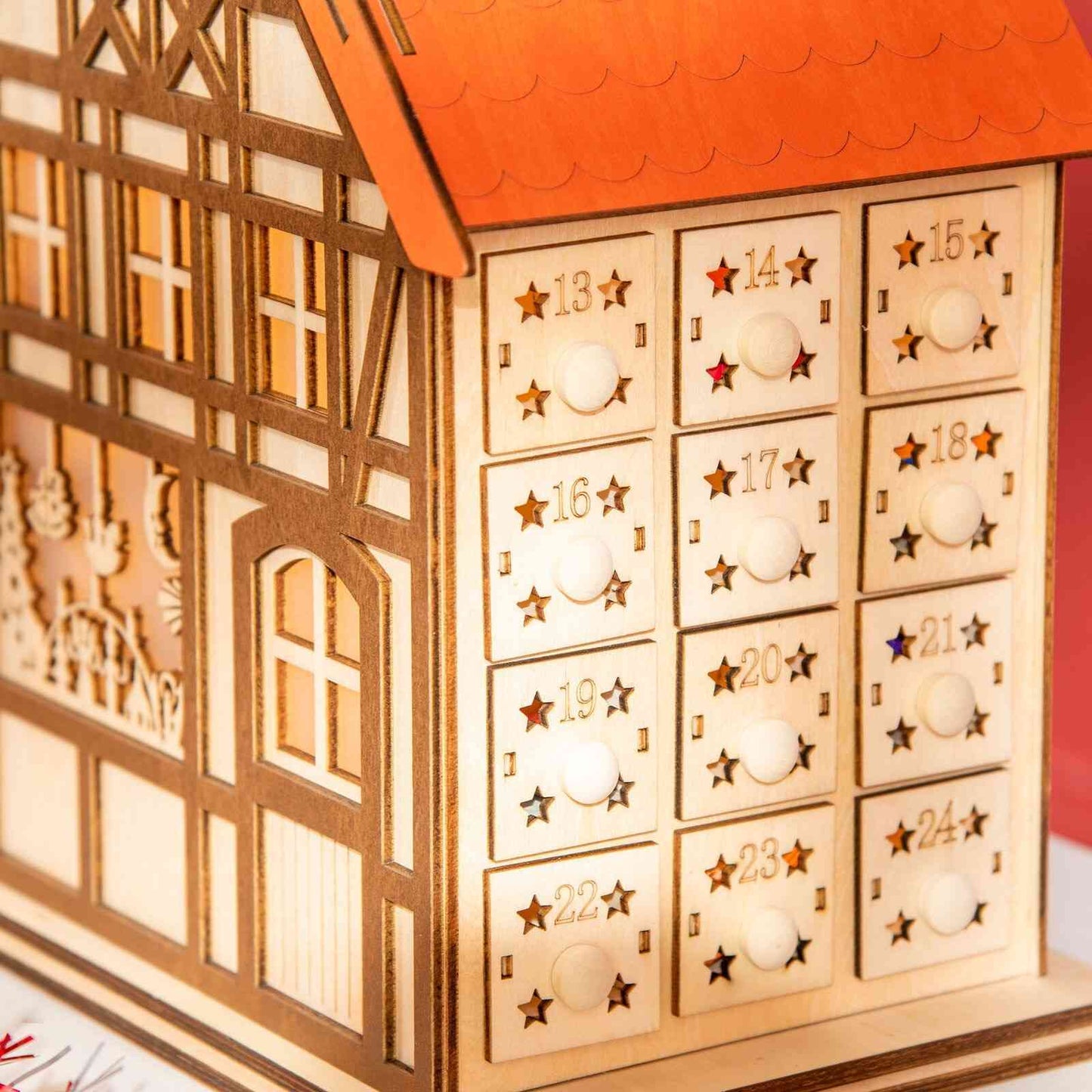 Wooden Christmas Advent Calendar House | LED Lighting