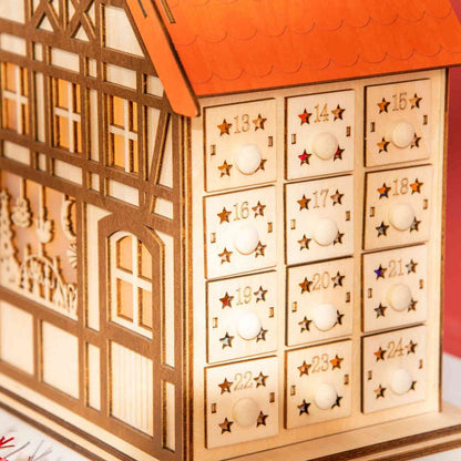 Wooden Christmas Advent Calendar House | LED Lighting