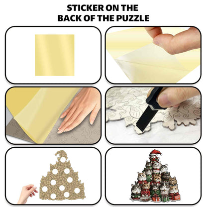 Christmas Cat Tree Wooden Jigsaw Puzzle