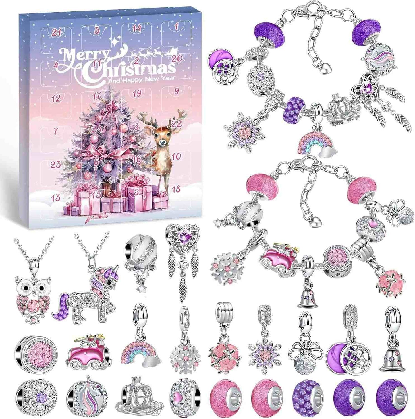 Christmas Countdown Charm Bracelet Set Advent Calendar
