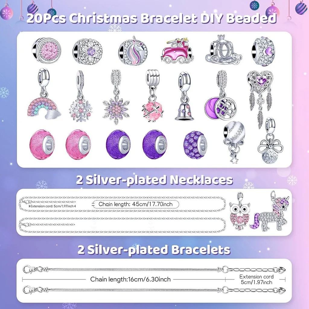 Christmas Countdown Charm Bracelet Set Advent Calendar