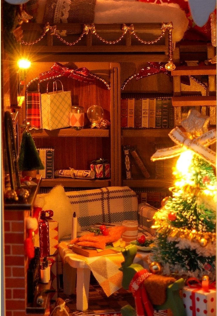 miniature scenes of Christmas Diary DIY Book Nook Kit