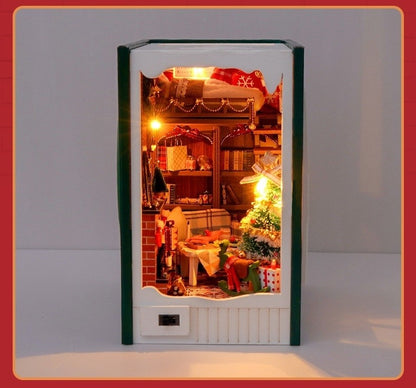 front side view of the Christmas Diary DIY Book Nook Kit