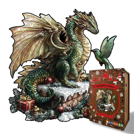 Christmas Dragon & Hummingbird Shaped Wooden Puzzle