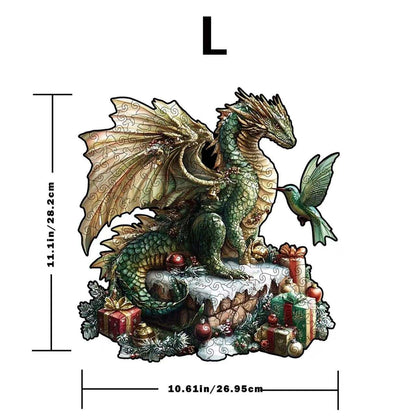 Christmas Dragon & Hummingbird Shaped Wooden Puzzle