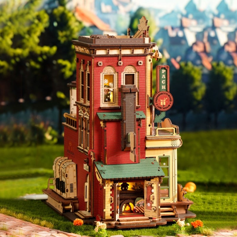 image displaying the side view of Christmas Dream Gift Factory DIY Miniature House Music Box