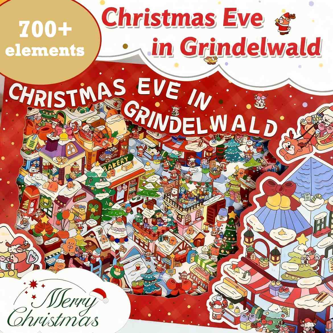 3D Miniature Scene Sticker with Christmas-themed scene and text 'Christmas Eve in Grindelwald'.