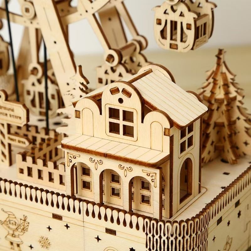 Online Laser Cutting Jigsaw 3D Wooden Puzzle Building Model Fantasy Villa DIY Education