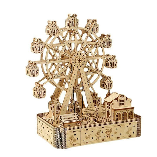 An assembled Christmas Ferris Wheel DIY 3D Wooden Puzzles