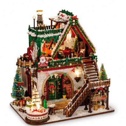 Snowy Christmas Lodge DIY Miniature House Kit