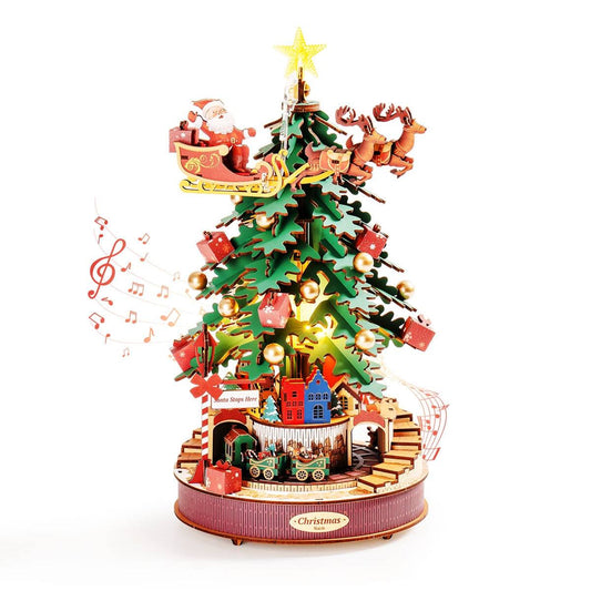 image displaying an assembled Christmas Melody Tree 3D Wooden Puzzle