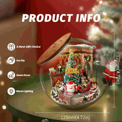 image displaying a dimensions of assembled Christmas Prologue DIY Miniature Dollhouse Kit