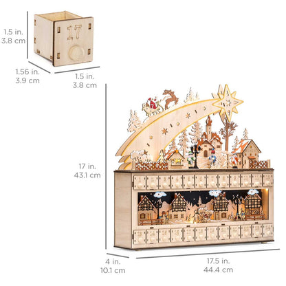 Lit Wooden Christmas Shooting Star Advent Calendar