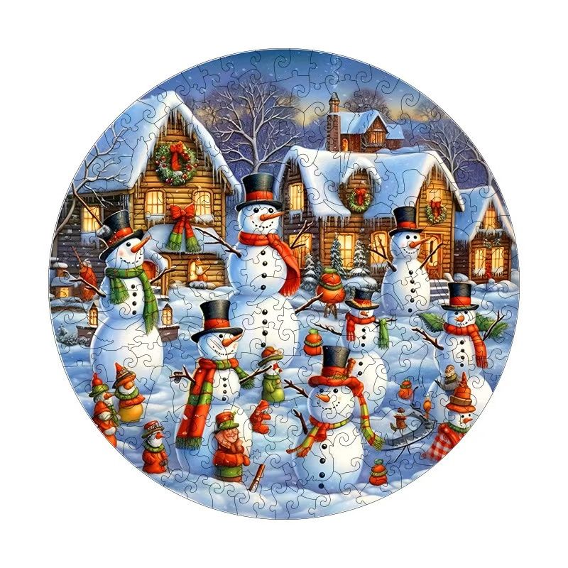 the assembled Christmas Snowman Homestead Wooden Animal Puzzle