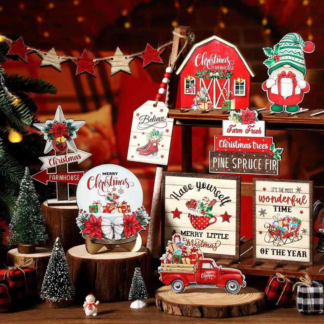 15 PCS Christmas Tiered Tray Decor Set