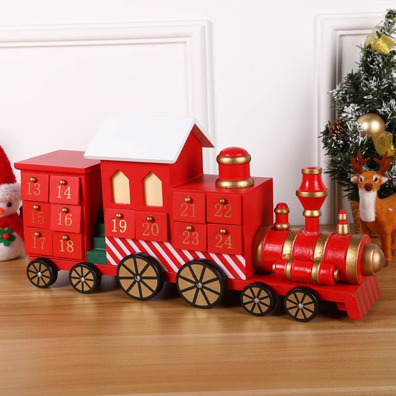 Christmas Train Wooden Advent Calendar Countdown