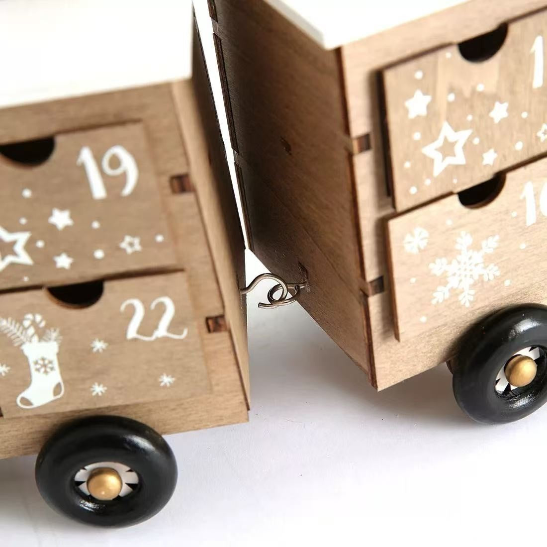 Christmas Train Wooden Advent Calendar Countdown with 24 drawers