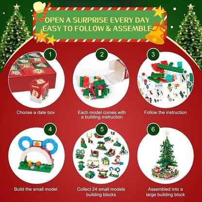 Christmas Tree Building Block Advent Calendar with LED light