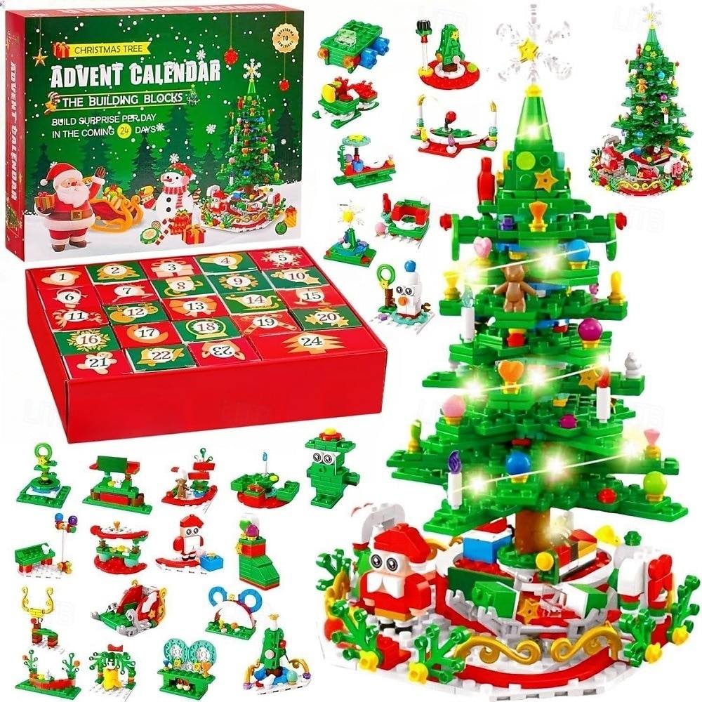 Christmas Tree Building Block Advent Calendar with LED light