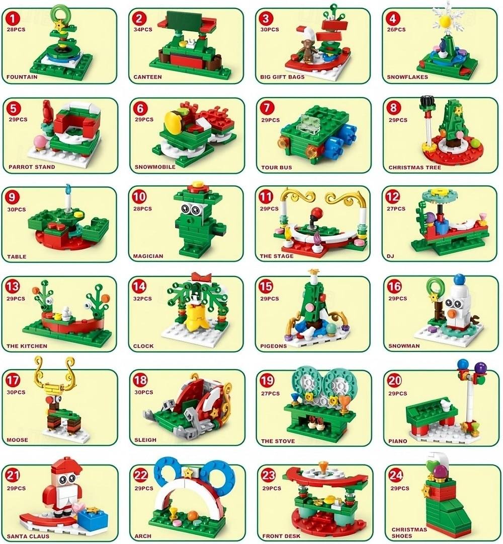 Christmas Tree Building Block Advent Calendar with LED light