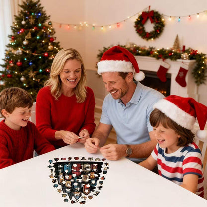 Whimsical Christmas Village Shaped Wooden Puzzle