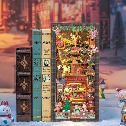 Front side view of Christmas Wish Store DIY Book Nook Kit