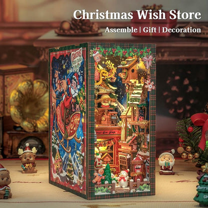 left side view of Christmas Wish Store DIY Book Nook Kit