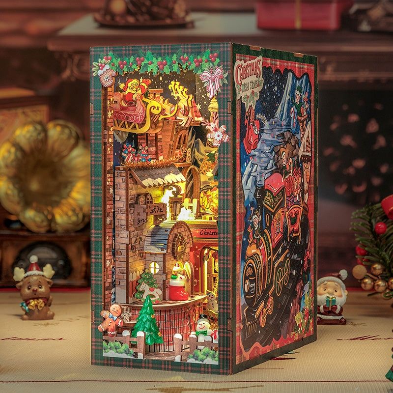 right side view of Christmas Wish Store DIY Book Nook Kit