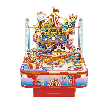 Colorful carnival-themed amusement park ride with animals 3D Wooden Puzzle model