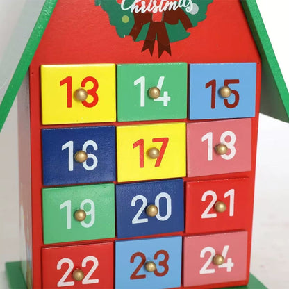 Colorful Christmas House Countdown Wooden Advent Calendar