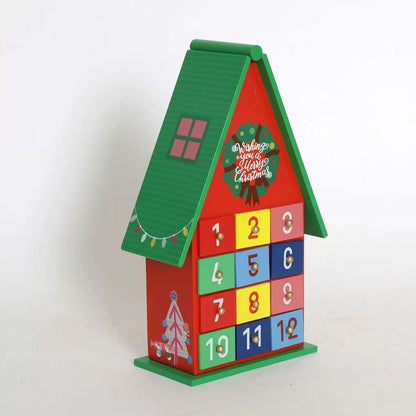 Colorful Christmas House Countdown Wooden Advent Calendar