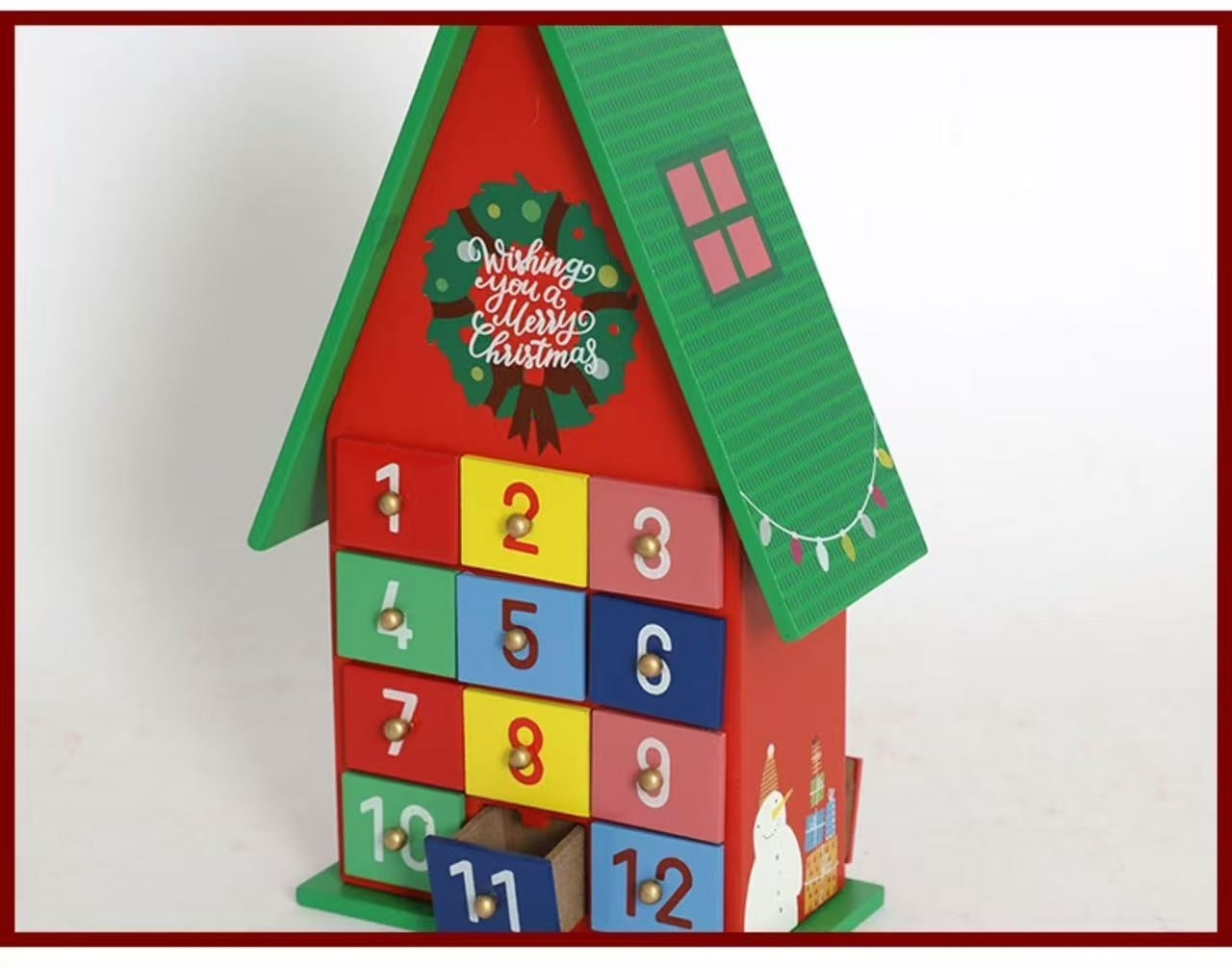 Colorful Christmas House Countdown Wooden Advent Calendar