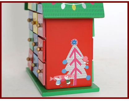 Colorful Christmas House Countdown Wooden Advent Calendar